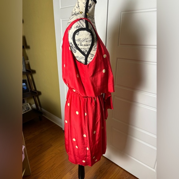 Amanda Uprichard Branston Dress Silk Red with Polka Dots - Picture 3 of 5